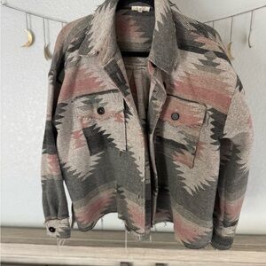 Women's Patterned A Jacket - Gray and Pink